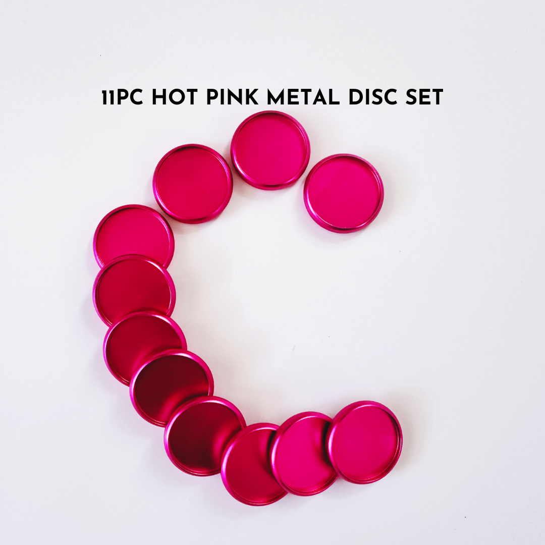 11pc Hot Pink Metal Disc Set