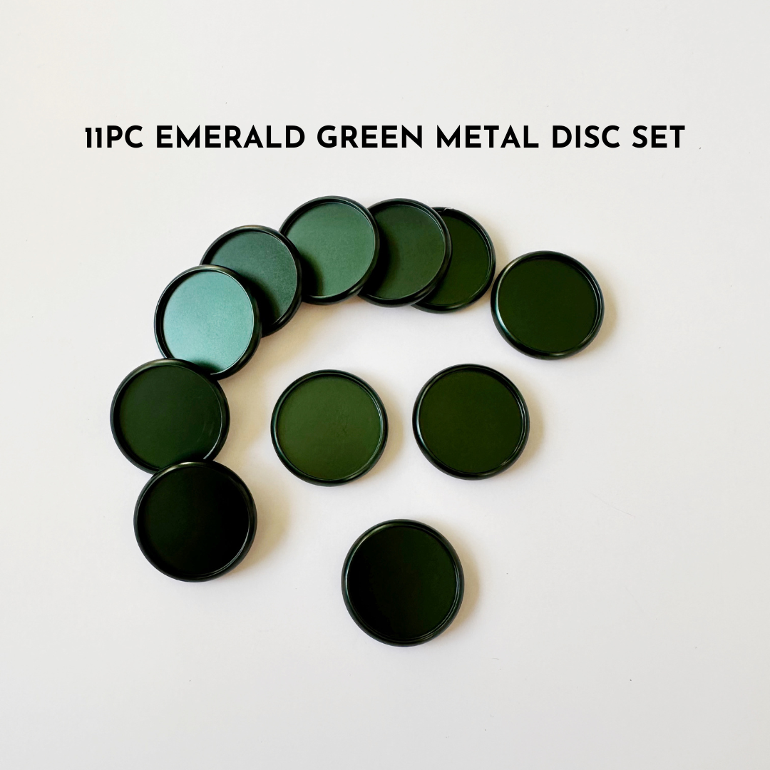 11pc Emerald Green Metal Disc Set
