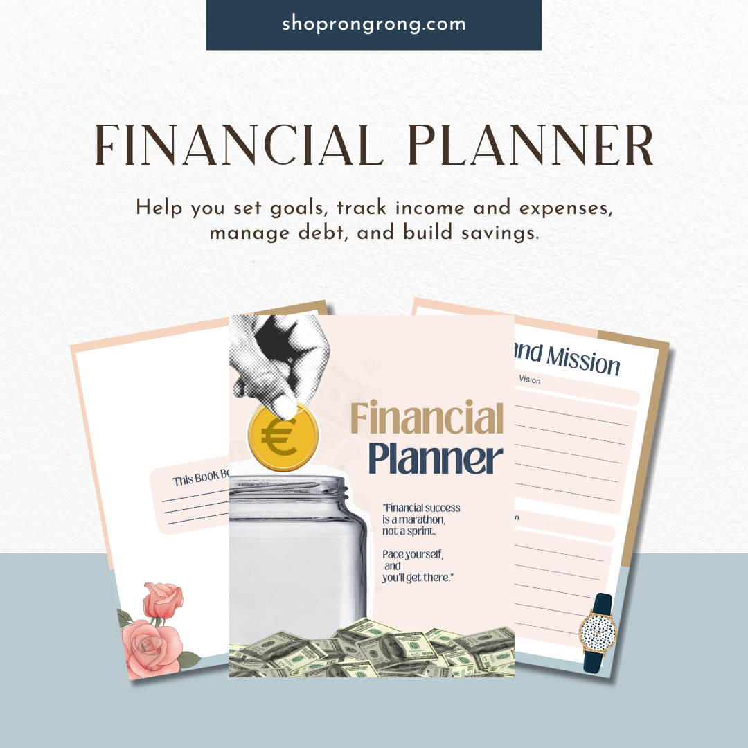 Financial planner PDF open on tablet with budget tracker