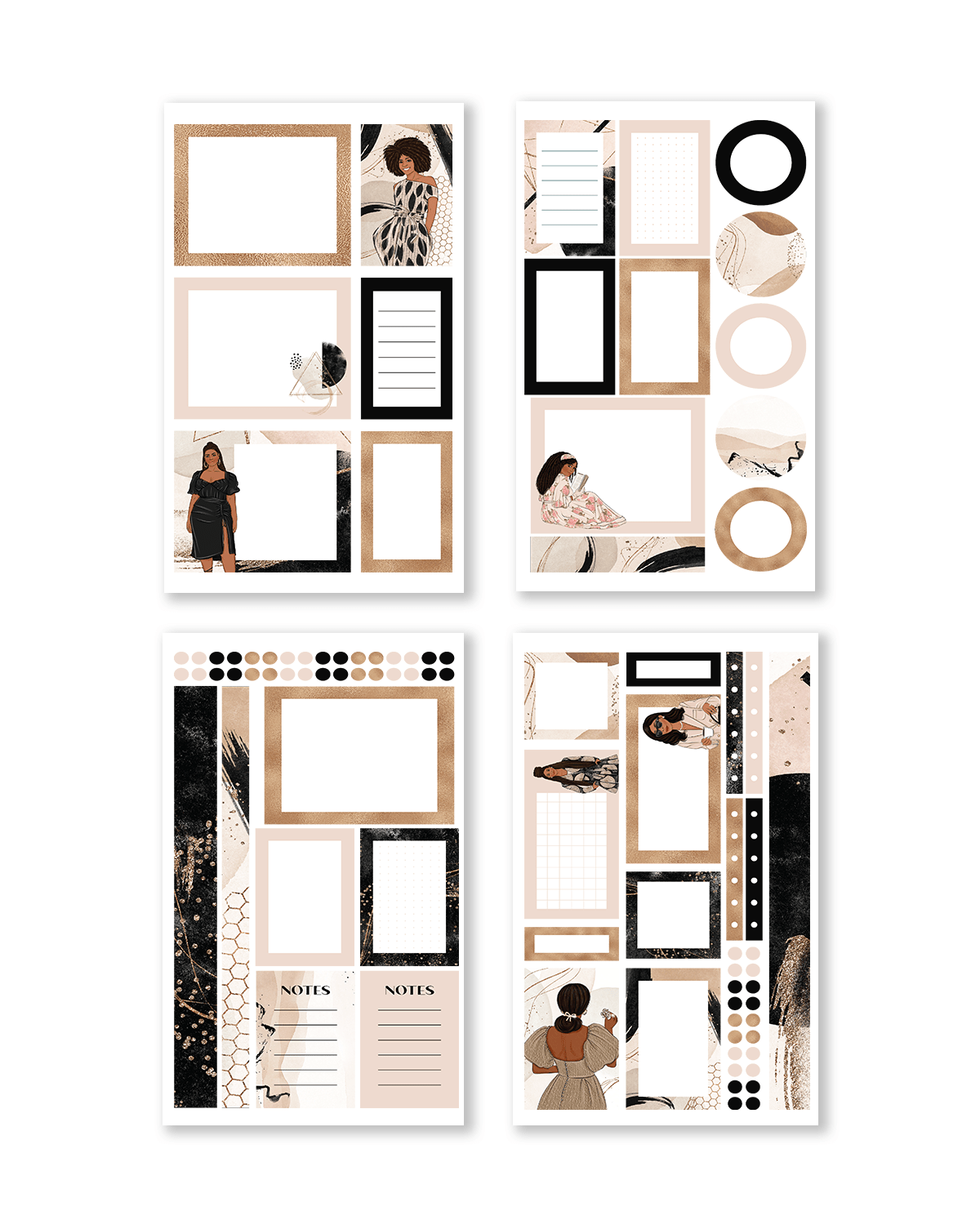 Set of photo frames and design elements on a white background