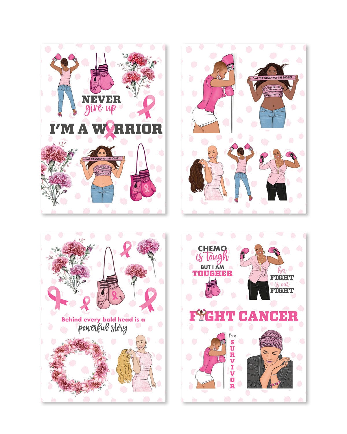 Inspirational illustrations for breast cancer awareness
