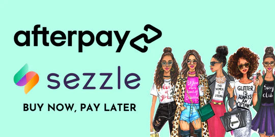 Shopify graphic featuring Afterpay & Sezzle Buy Now, Pay Later with fashion...