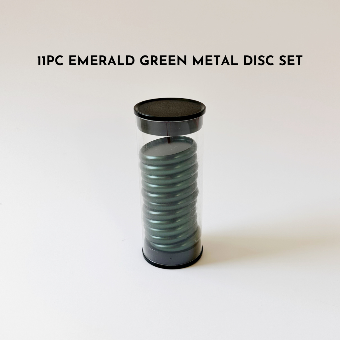 11pc Emerald Green Metal Disc Set