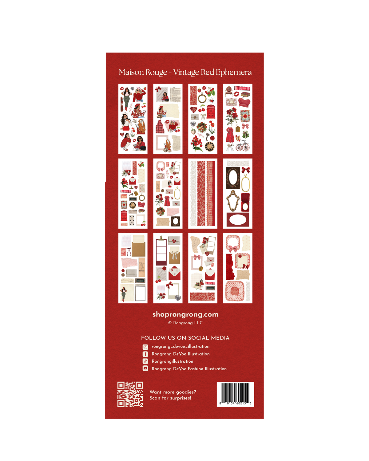 parisian vintage red sticker set for planner and scrapbook spreads