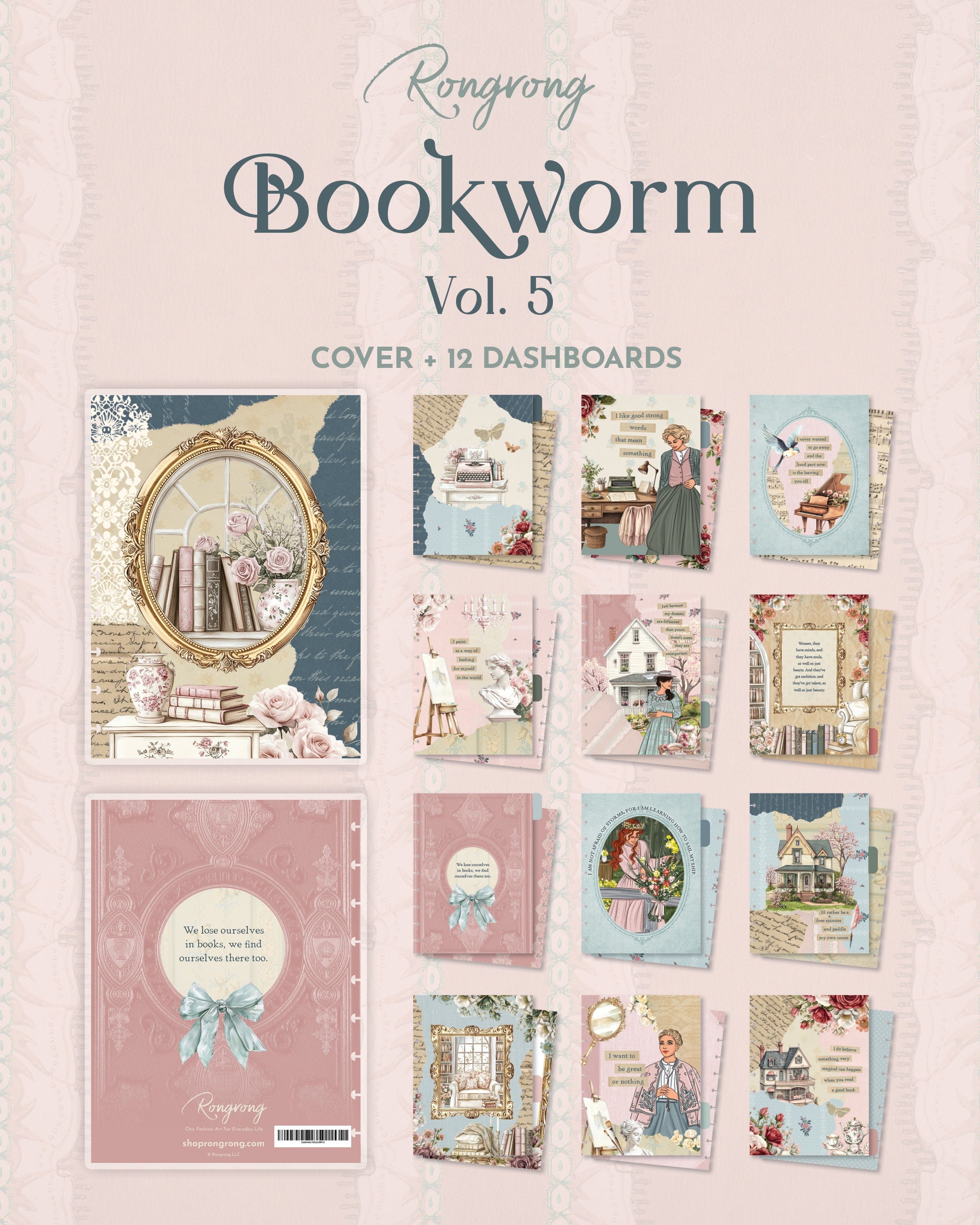 Bookworm Vol.5 Planner Cover + 12-Month Dashboards with Tabs