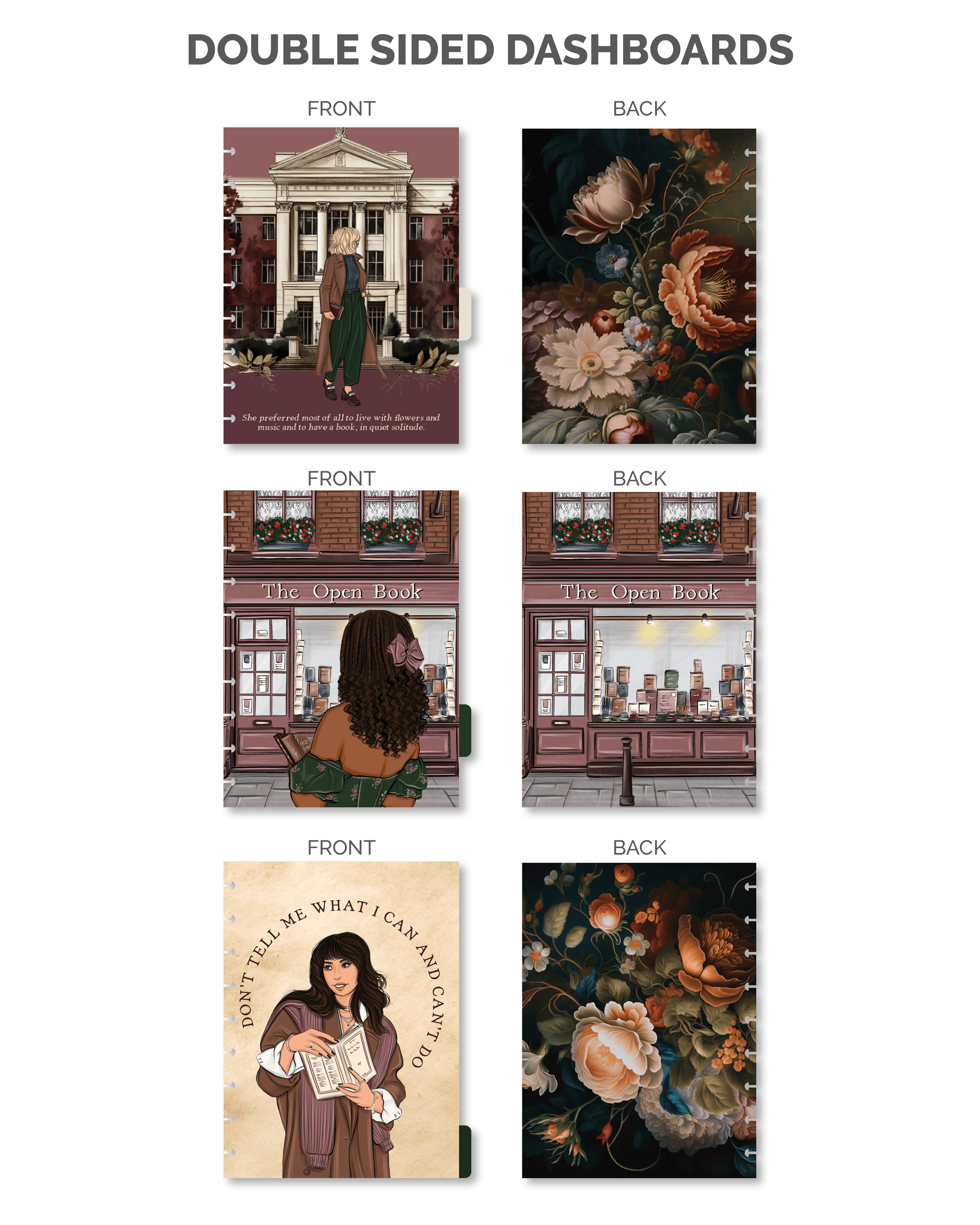 Shop Rongrong Dark Academia Planner Cover + Dashboards