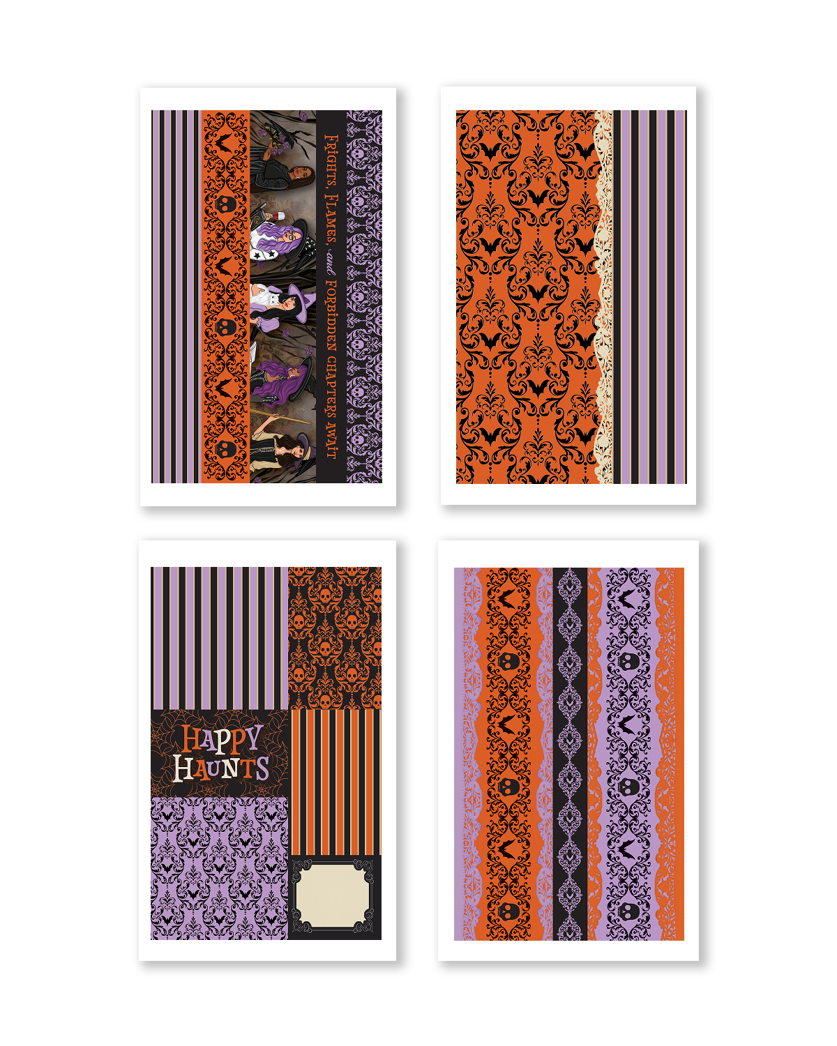 Functional Halloween planner stickers with decorative boxes, labels, journaling frames, pumpkins, gothic borders, and spooky decorative accents.