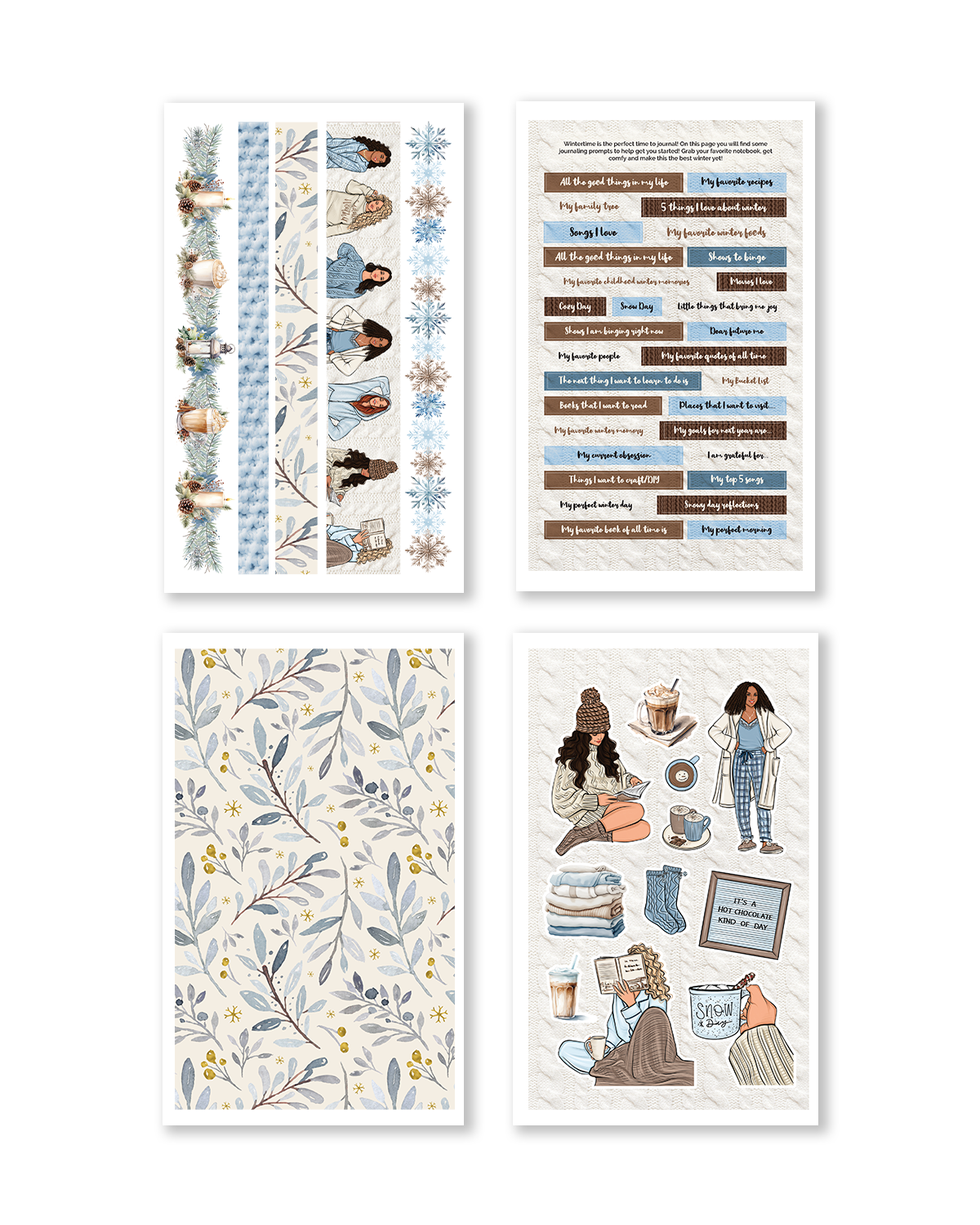 Featuring vibrant stickers of winter scenes, including cheerful characters and snowmen with festive decorations.