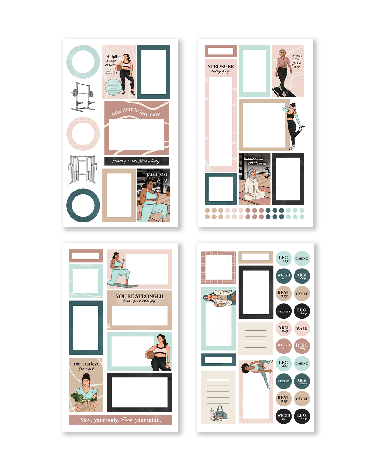 Wellness sticker book with health and self-care illustrations