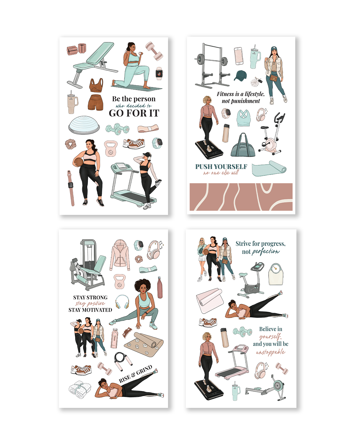 Motivational quotes and trackers in Beautifully Balanced Sticker Book