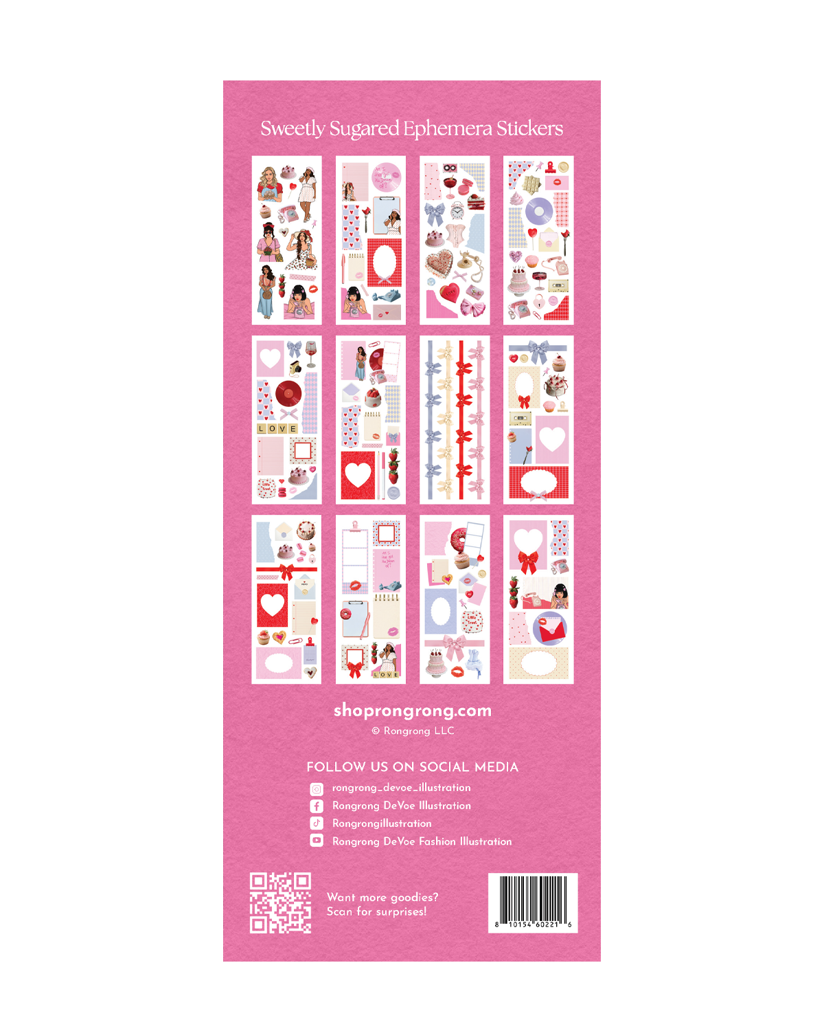 Pink aesthetic ephemera stickers for scrapbook and planner spreads