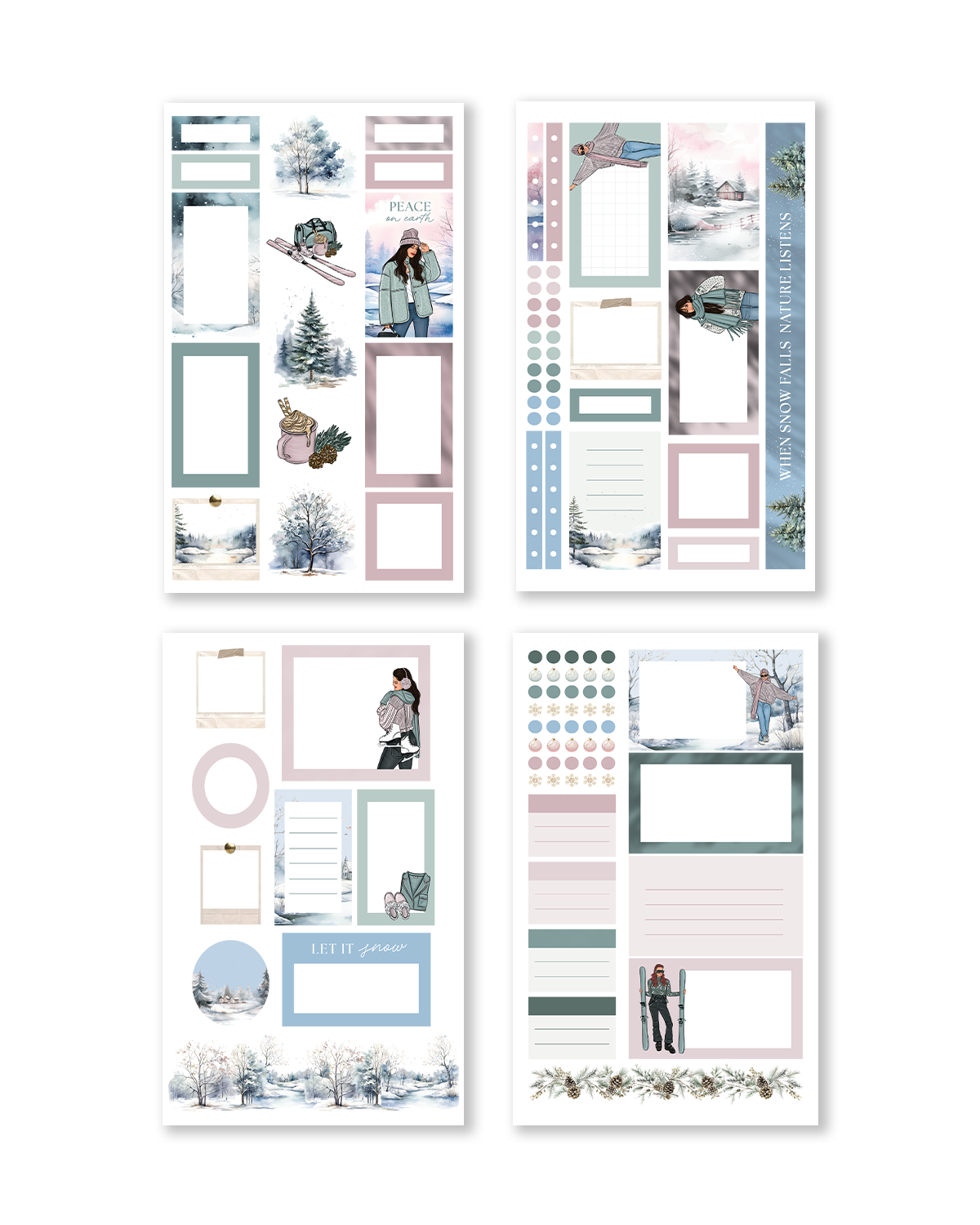 RR Winter Sticker Book Layout with Wintery Scenes