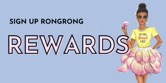 Sign up for Rongrong Rewards - illustration of woman with cupcake.