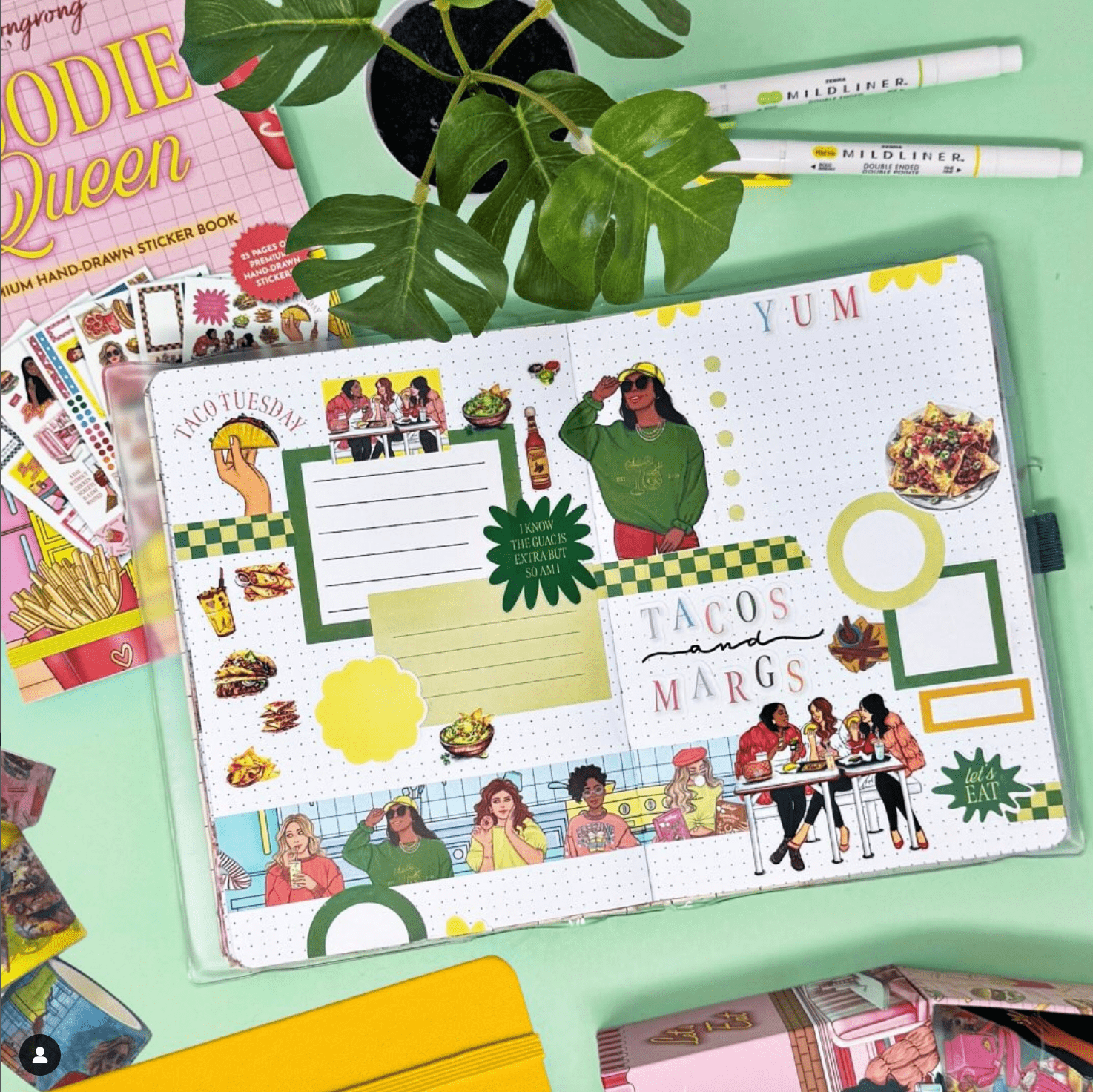Planner spread with Tacos and Margs theme, screenshot from April 11, 2025.