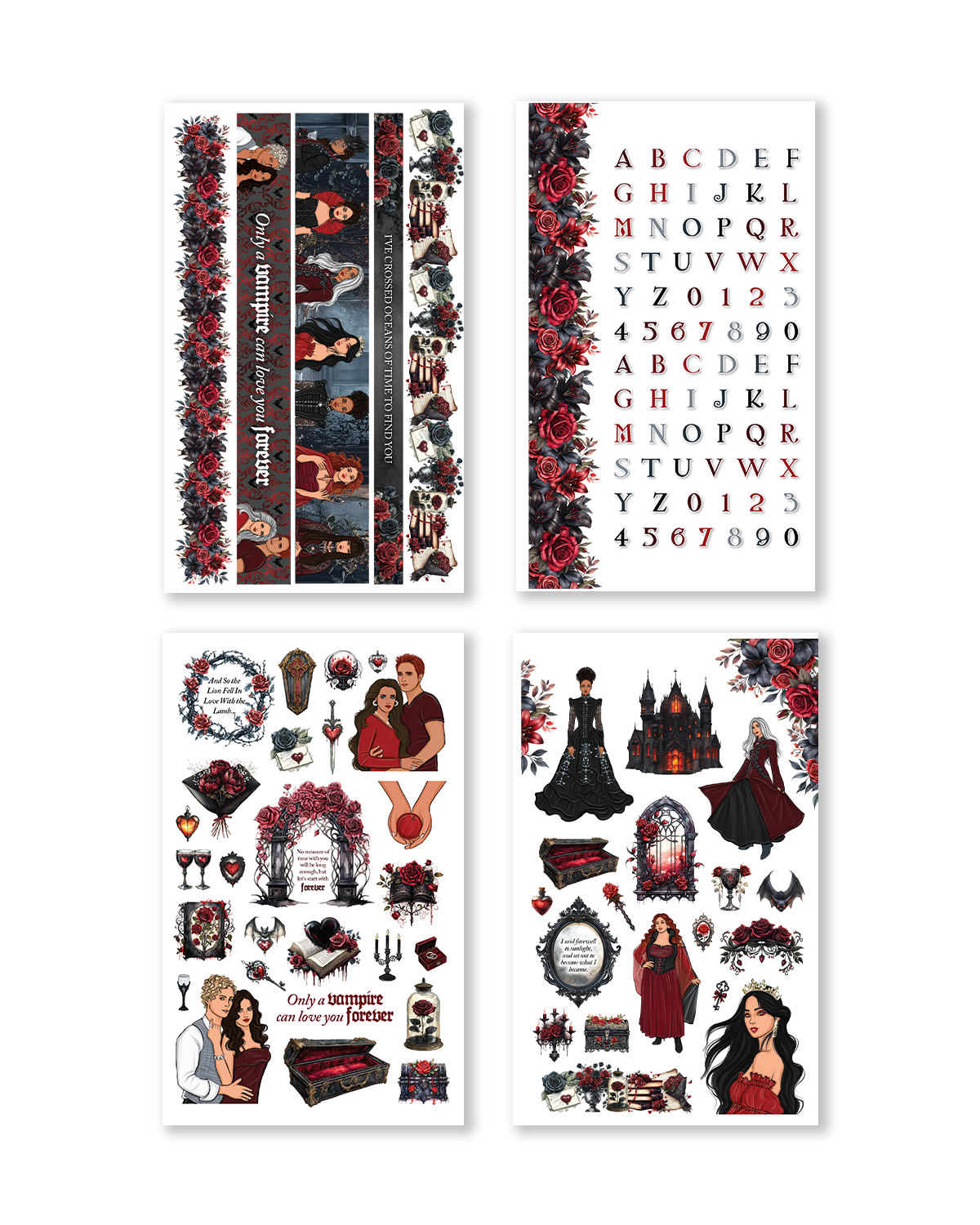 Dark, gothic planner stickers
