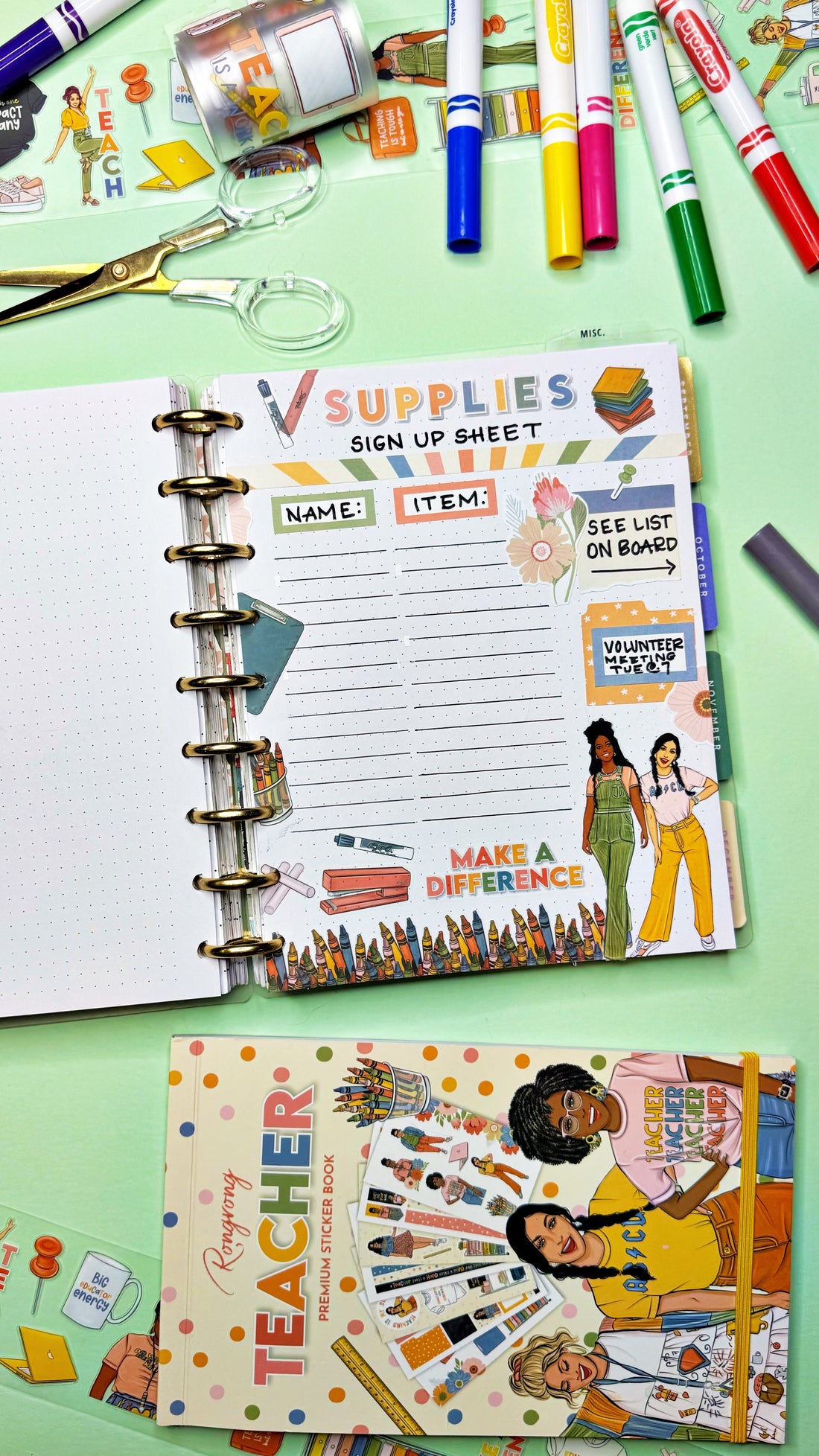 Teacher planner supplies sign-up sheet
