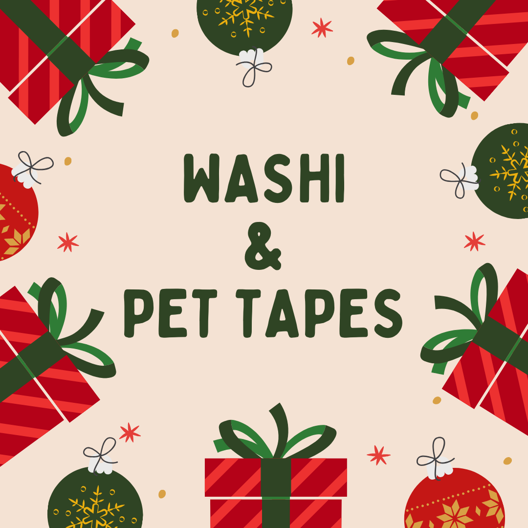 Washi & PET Tapes with festive gifts and ornaments
