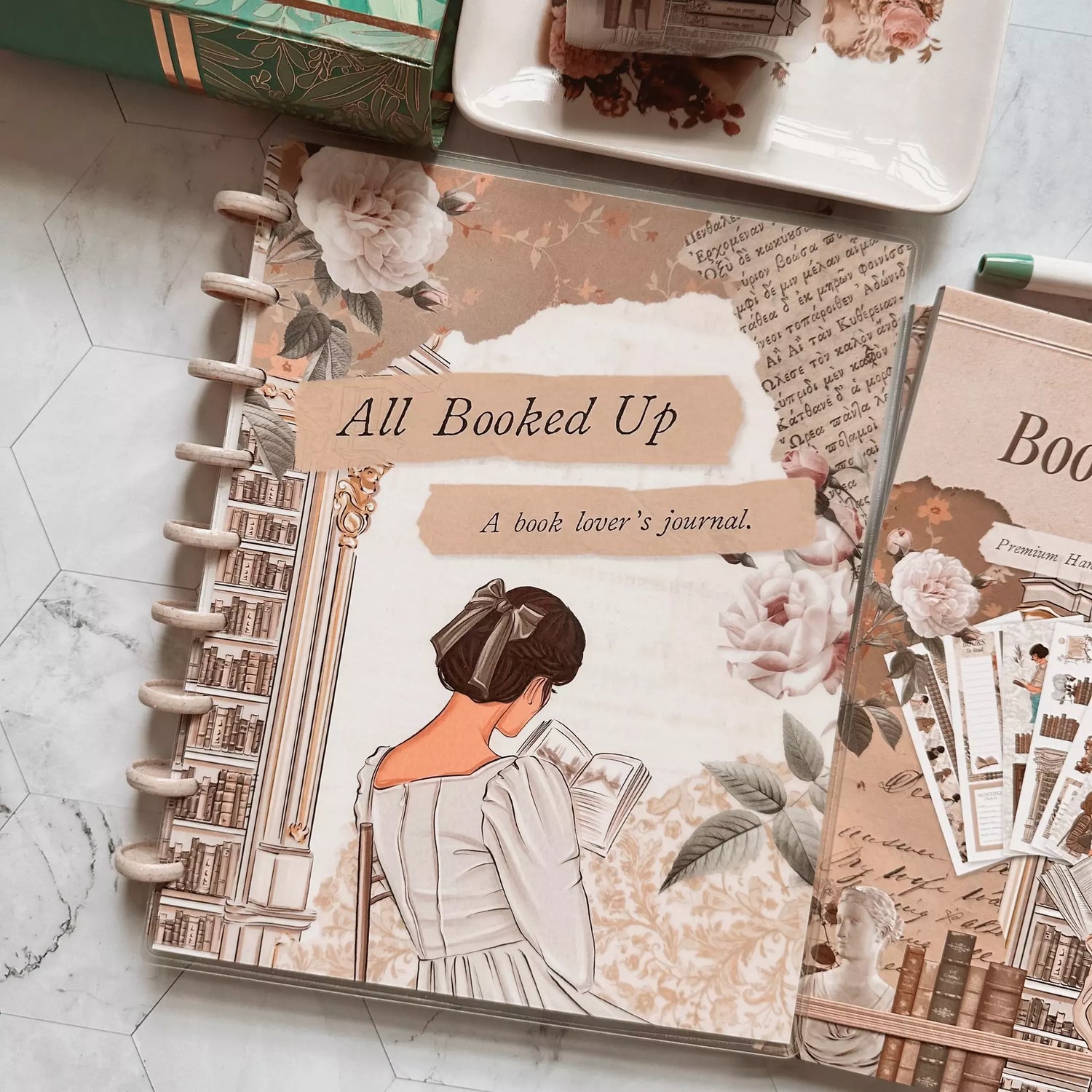 Book journal with All Booked Up cover