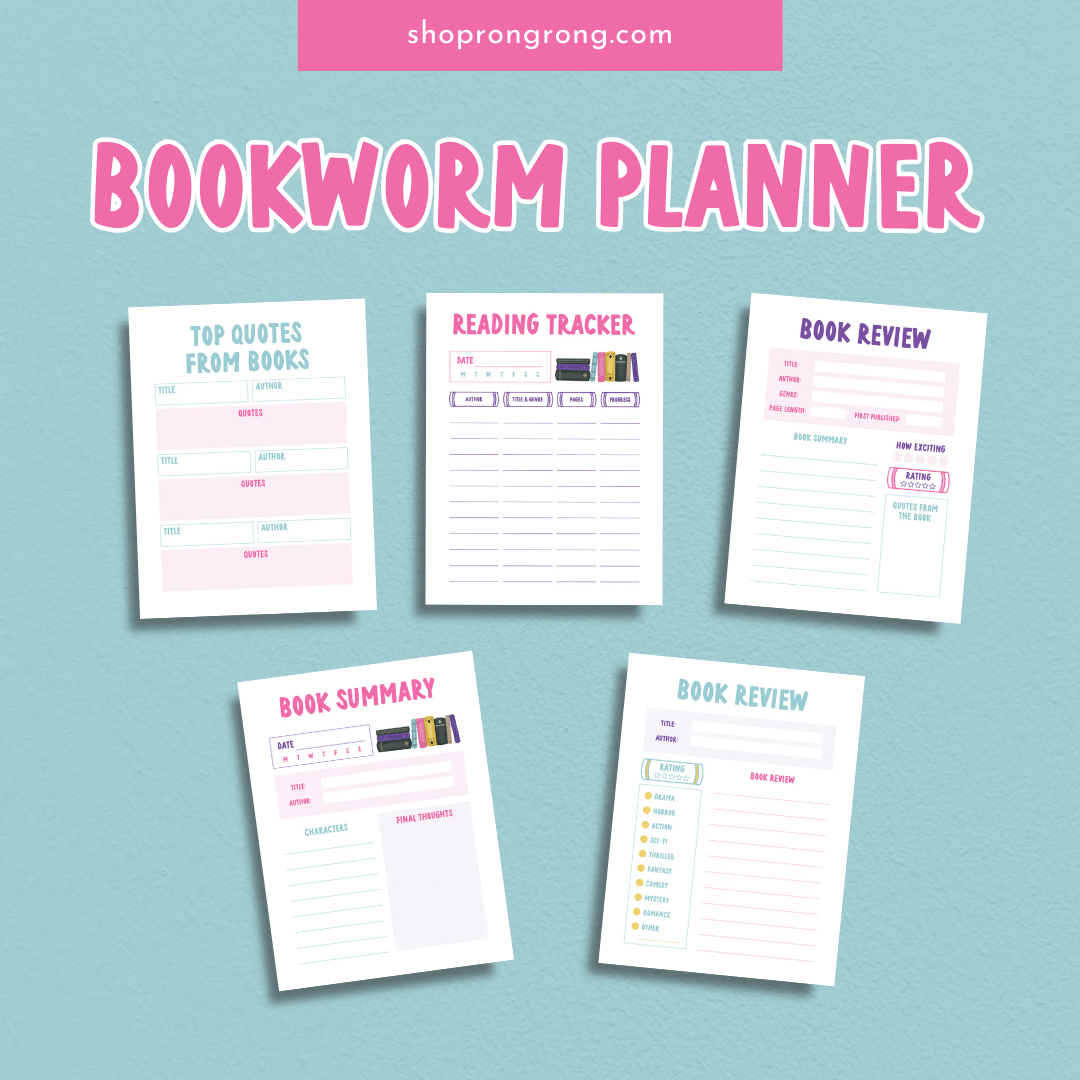Bookworm Planner - Printable Reading Tracker & Book Review Pages (4)