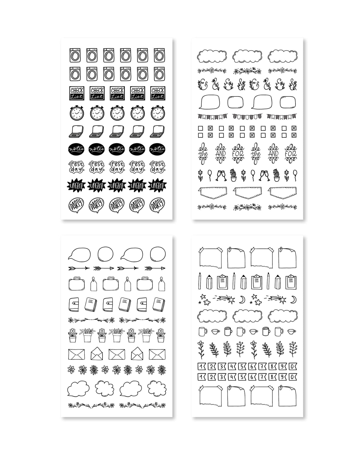 Stickers that boasts a vivid and refined aesthetic, combining artful illustrations with stylish lettering, designed for journaling aficionados.