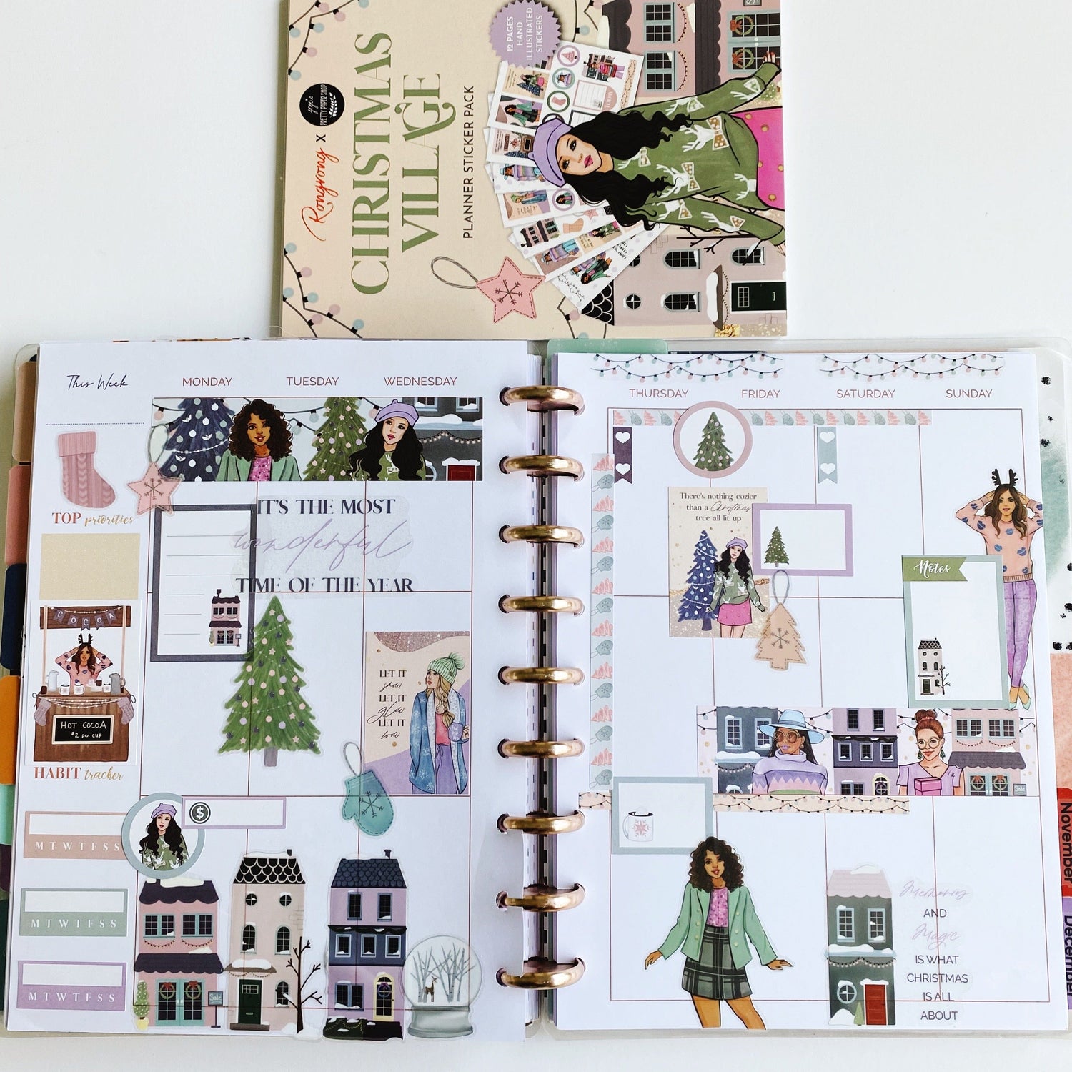 Christmas Village sticker pack planner spread