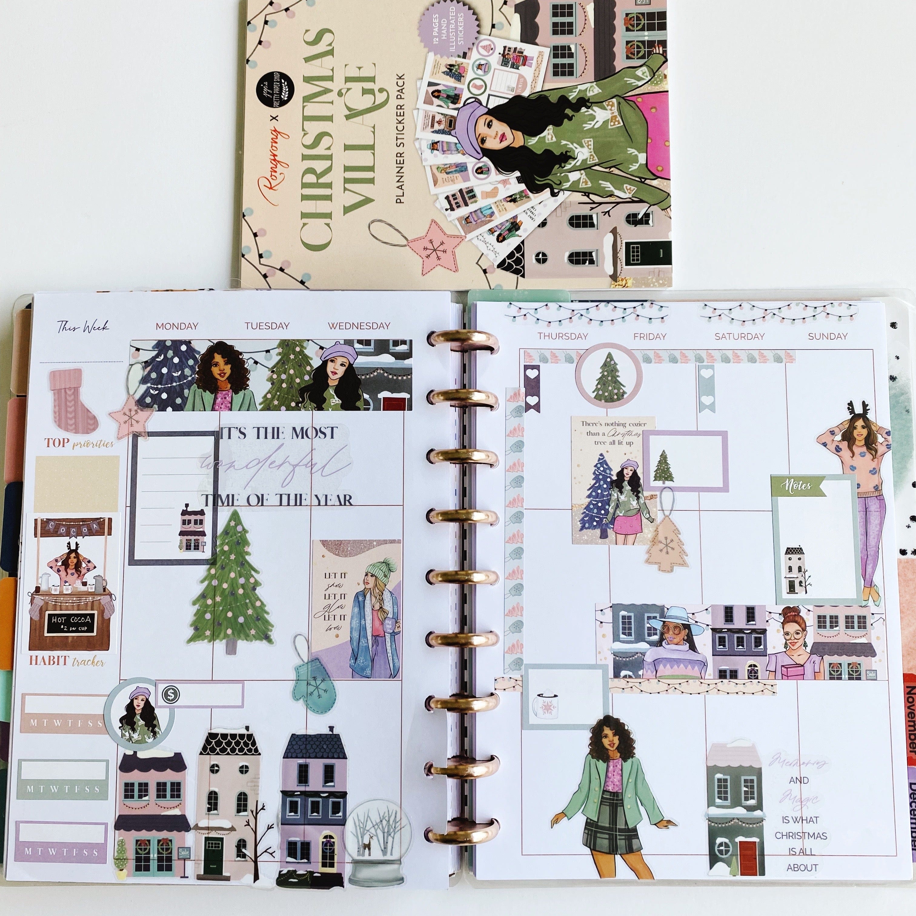 Christmas Village sticker pack planner spread