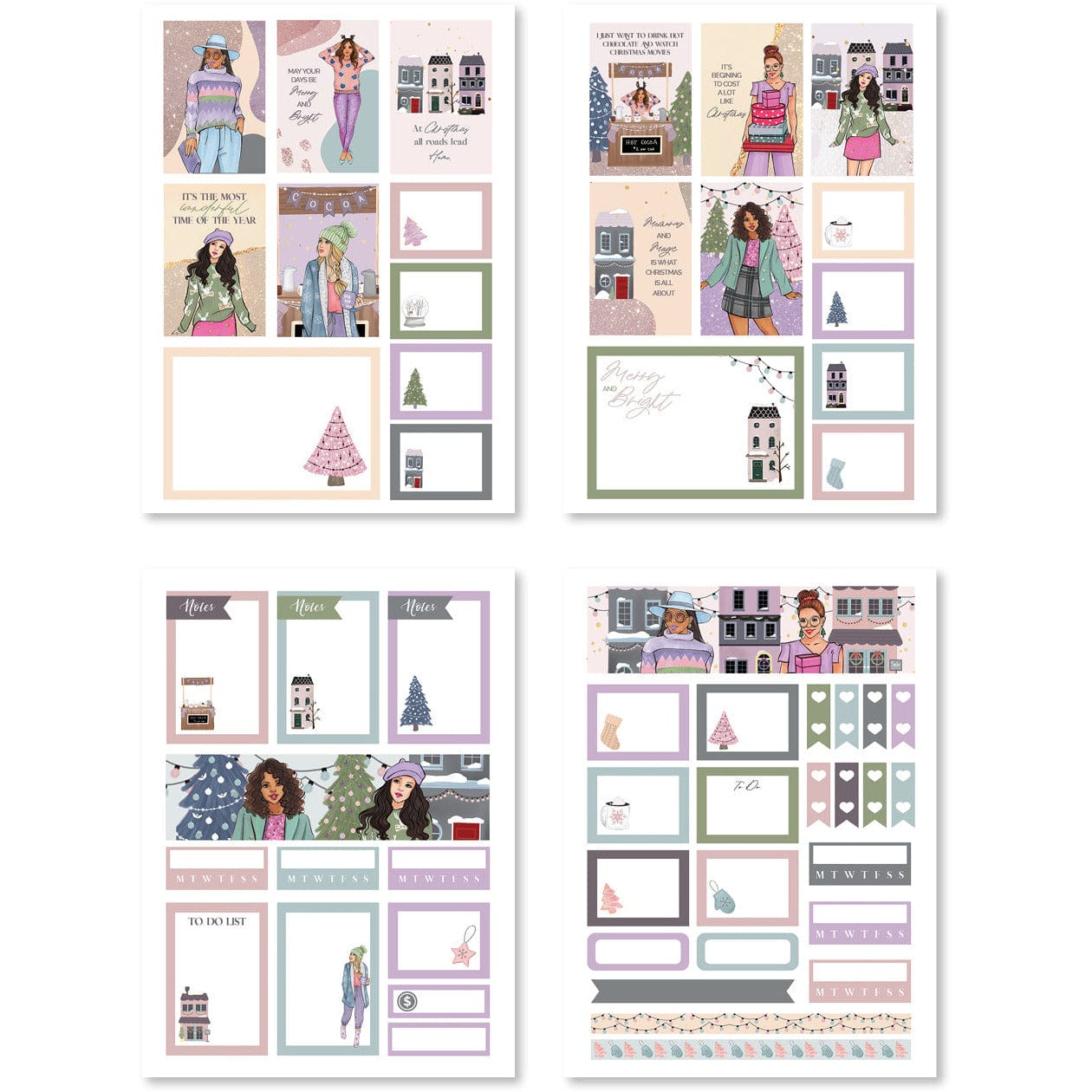 Christmas village sticker pack by Rongrong DeVoe