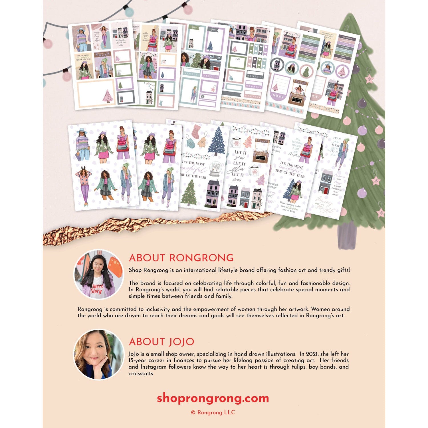 Christmas Village sticker pack back cover featuring illustrated stickers.