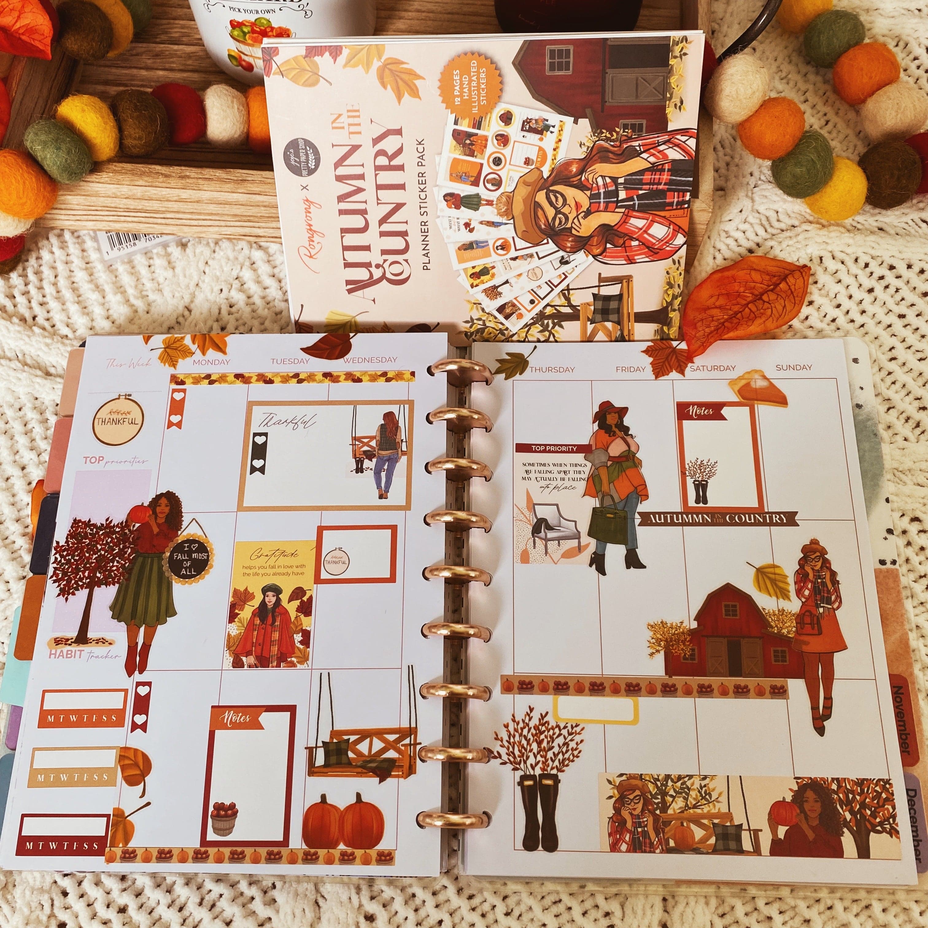 Autumn Country sticker pack planner spread