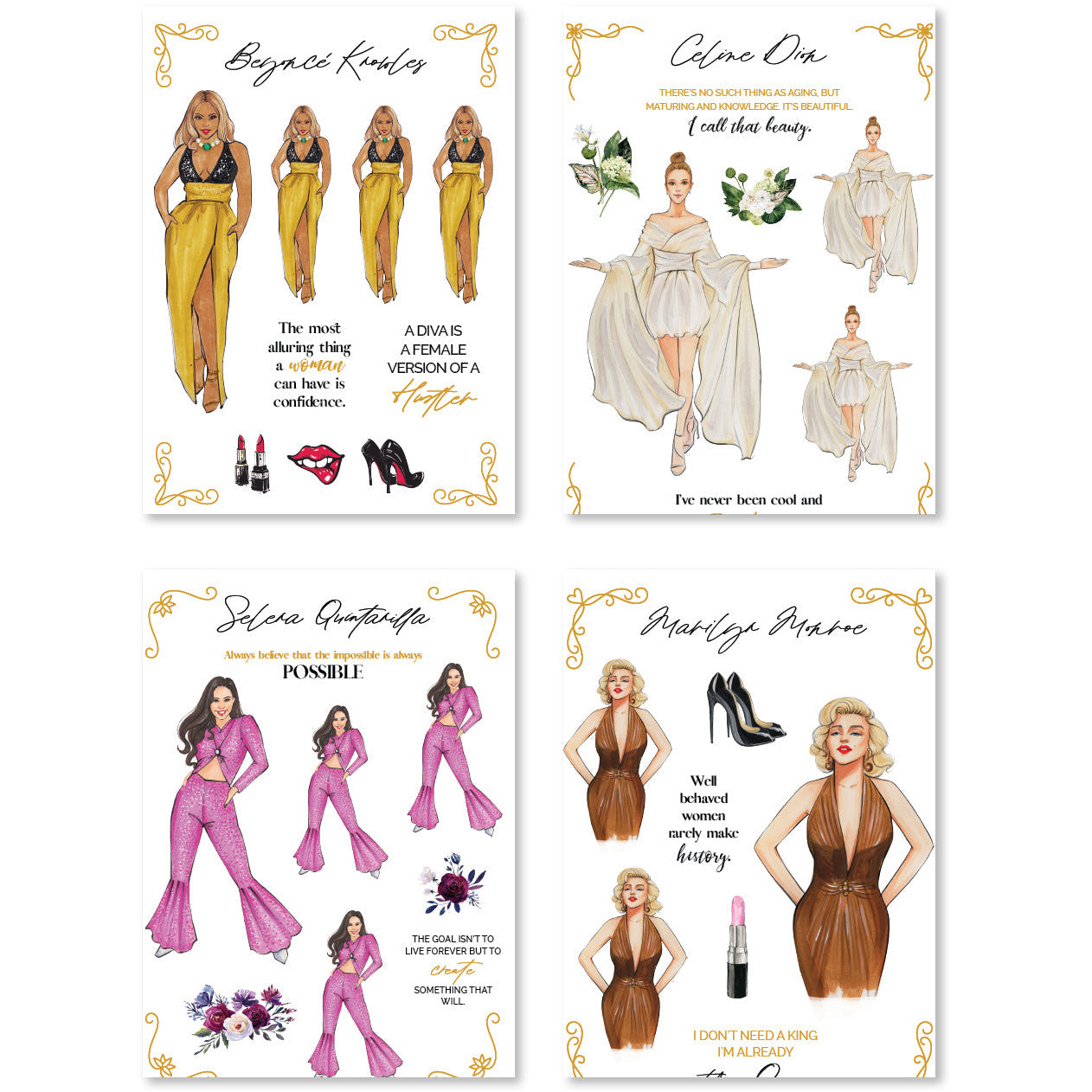 Iconic Women Sticker Pack by Rongrong DeVoe featuring Beyoncé, Celine Dion,...