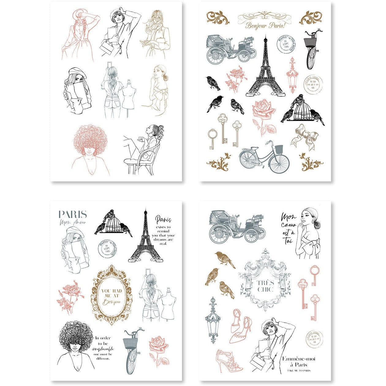 Paris Enchante Sticker Pack by Rongrong DeVoe - Fashion & Paris Illustrations