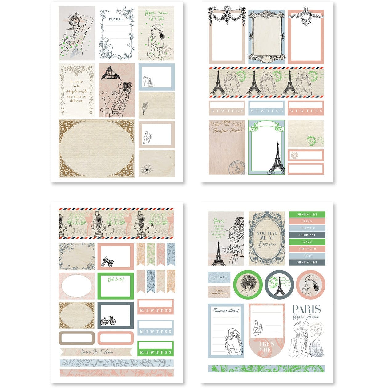 Paris Enchante sticker pack by Rongrong DeVoe, planner stickers