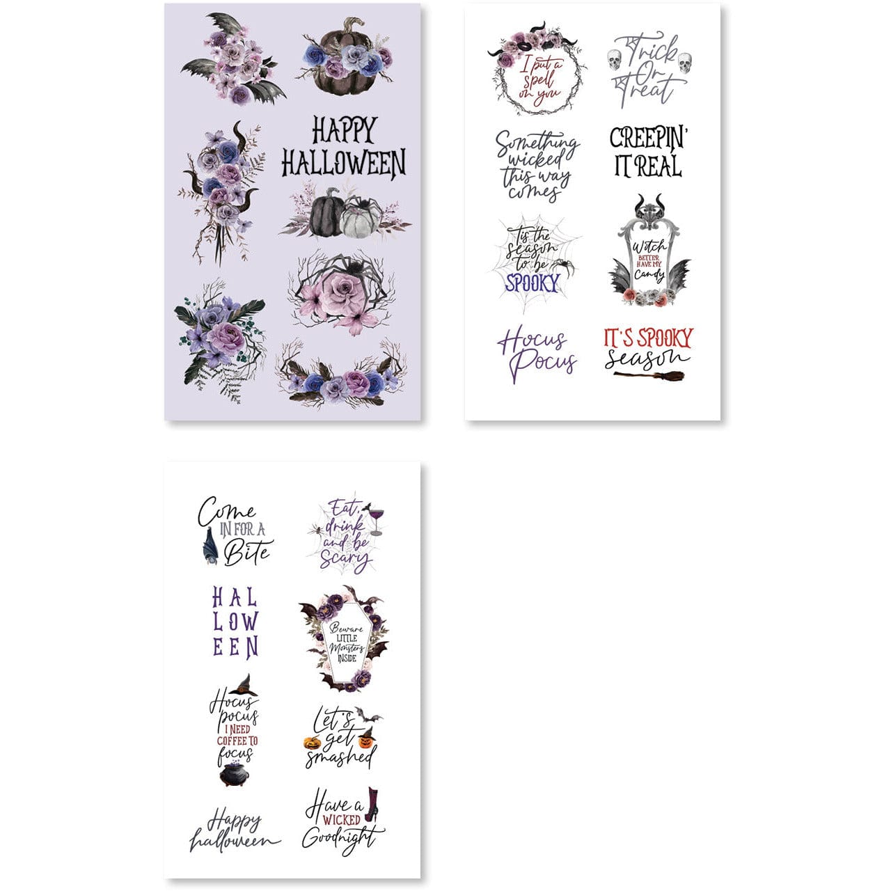 floral & spooky Halloween stickers