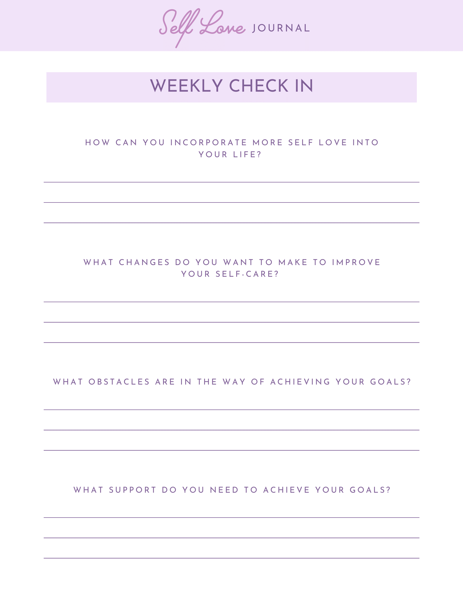 Self-love journal weekly check-in worksheet - SELFLOVEGUIDEDJOURNAL-5