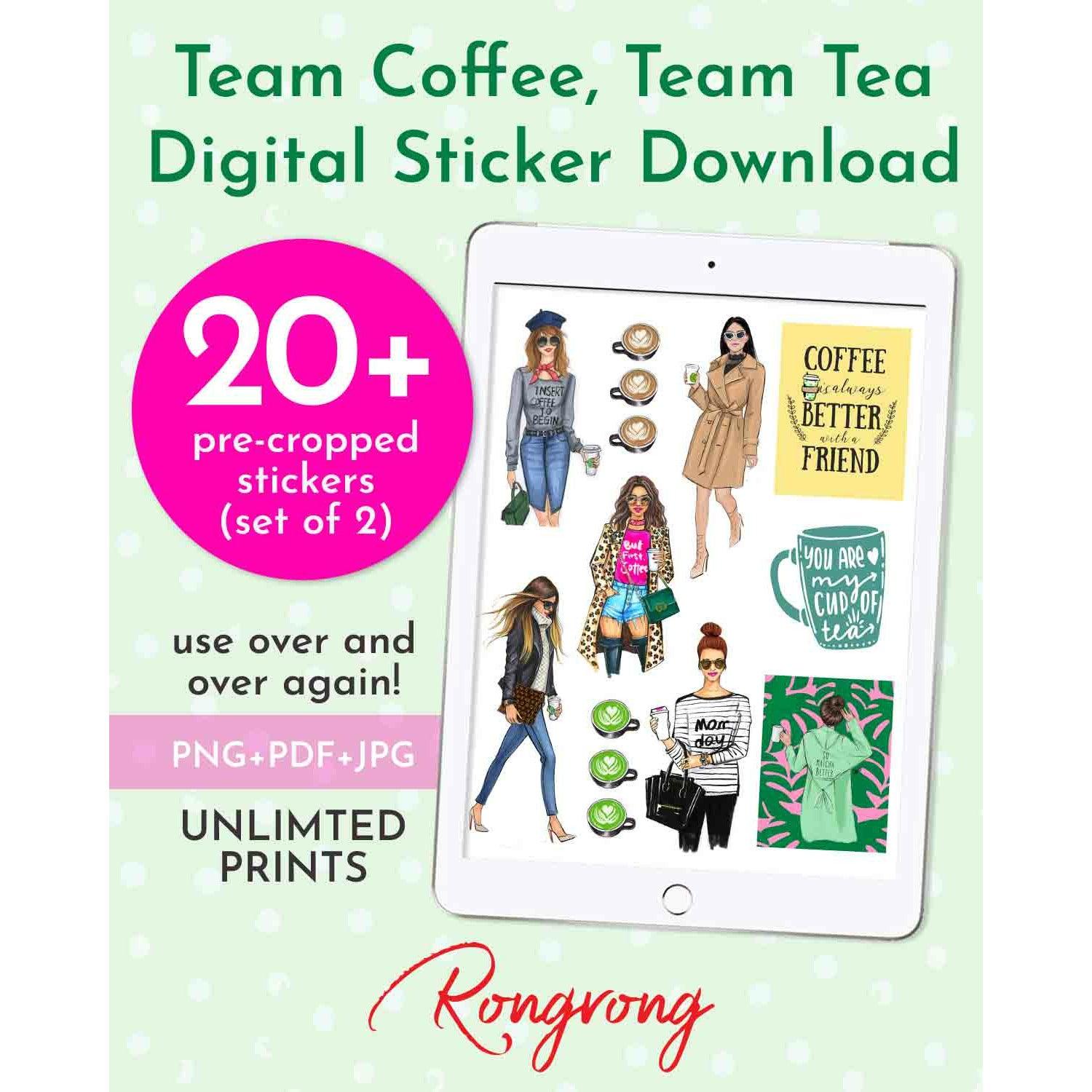 Team Coffee, Team Tea Digital Planner Stickers [DOWNLOAD]