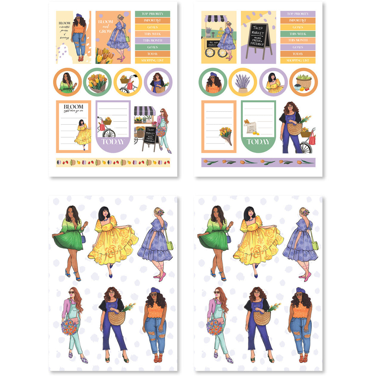Tulip Market sticker pack by Rongrong DeVoe, featuring illustrated women.