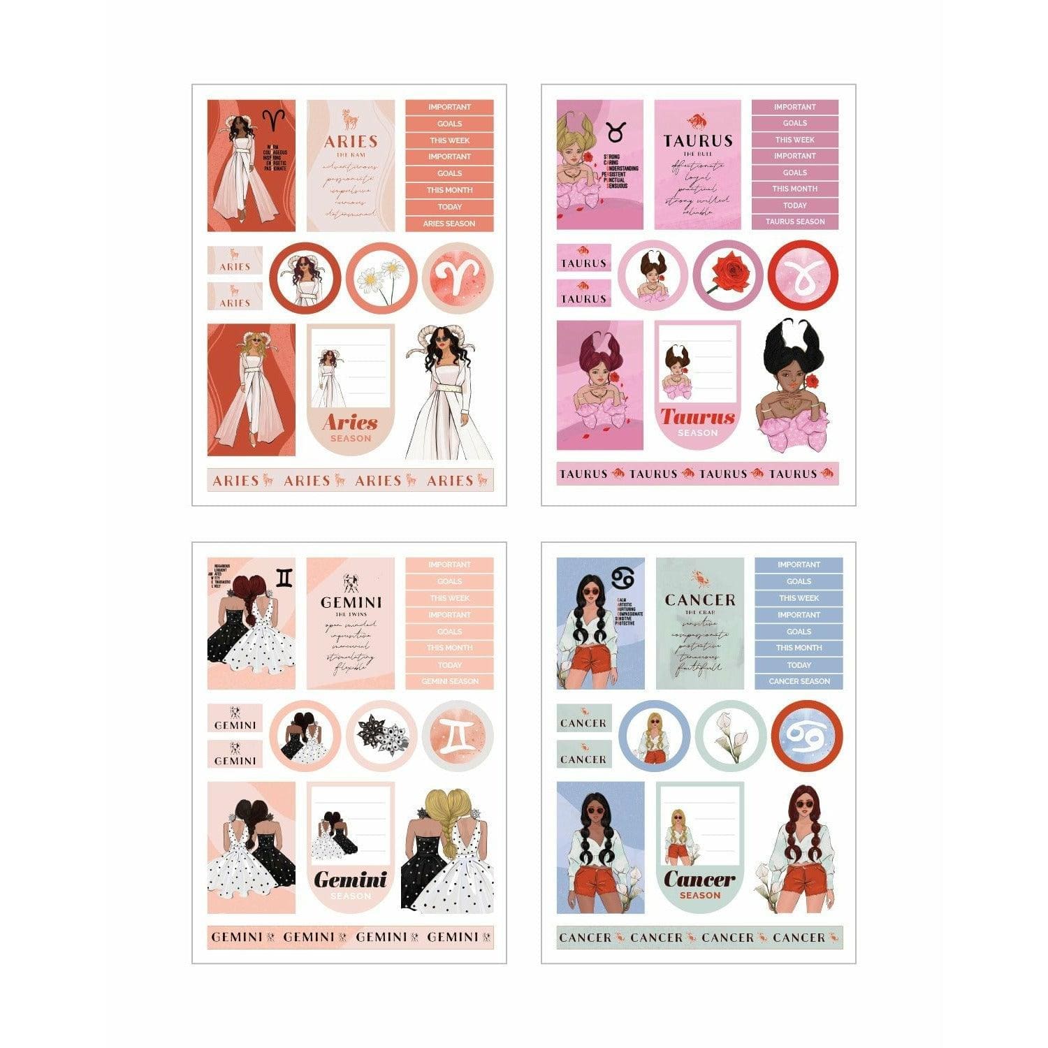 zodiac digital stickers by rongrong devoe