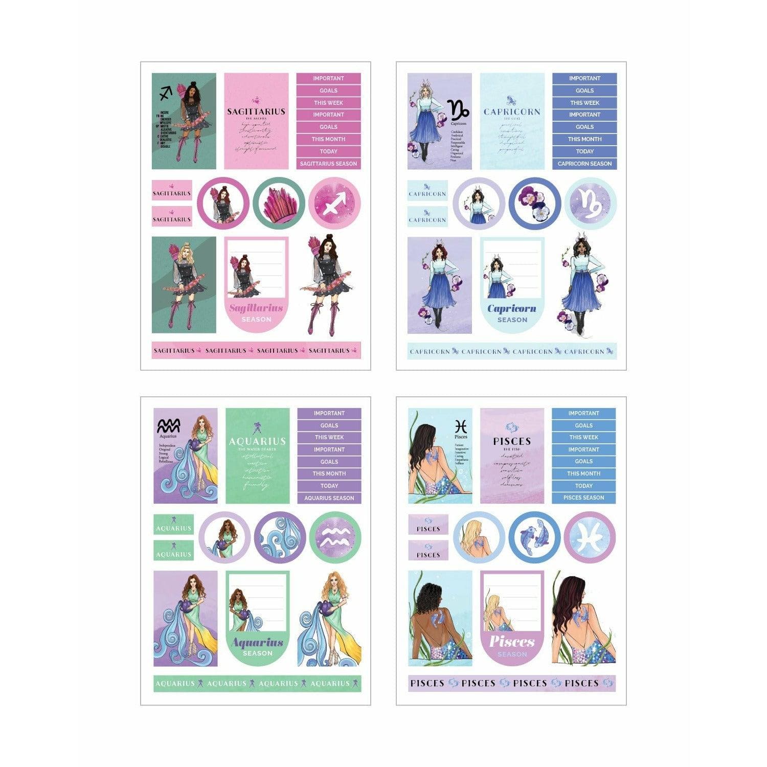 zodiac digital stickers by rongrong devoe