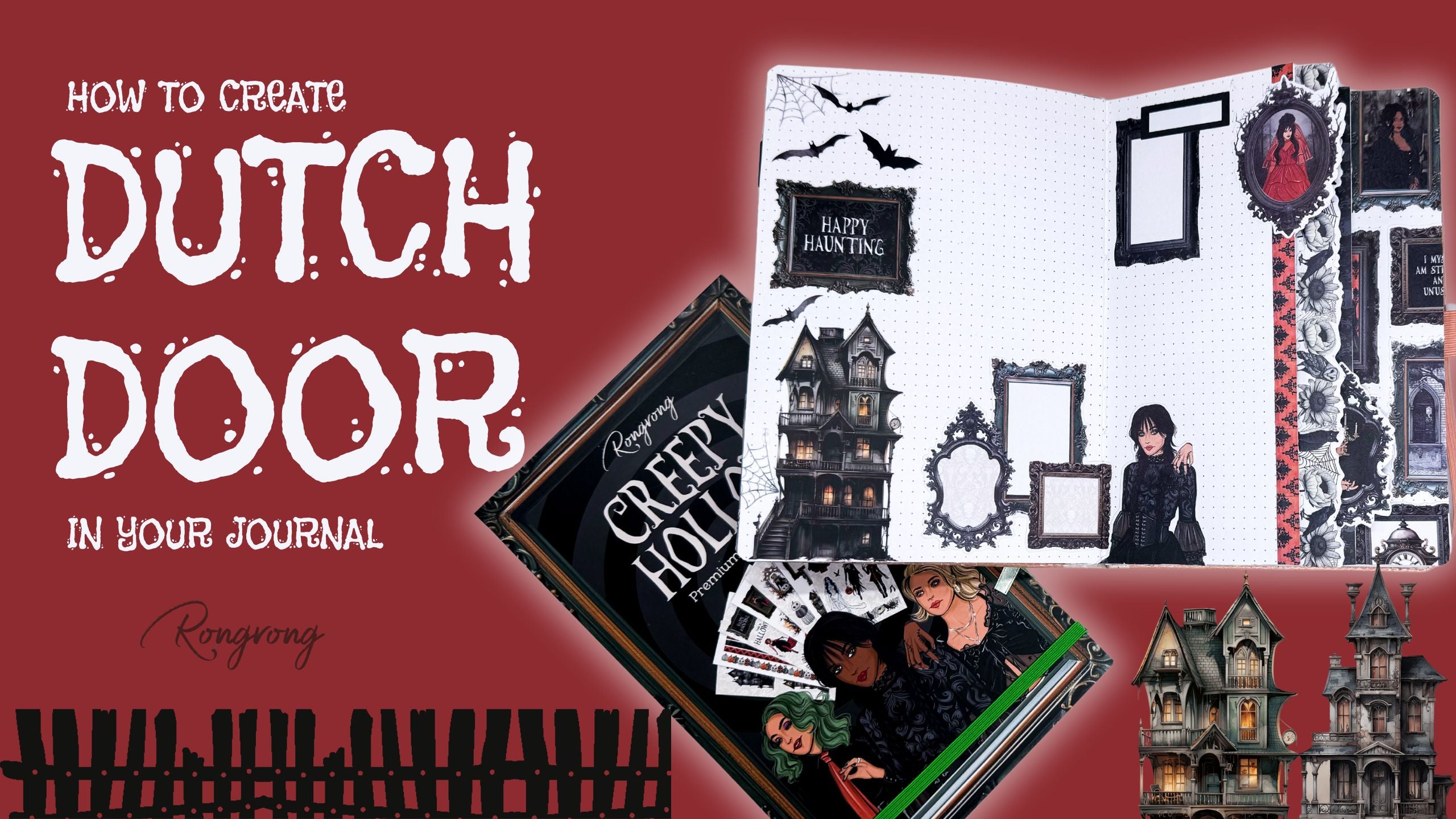 Transform Your Journal for Halloween: How to Create a Dutch Door Spread Using Rongrong’s Creepy Hollow Sticker Book