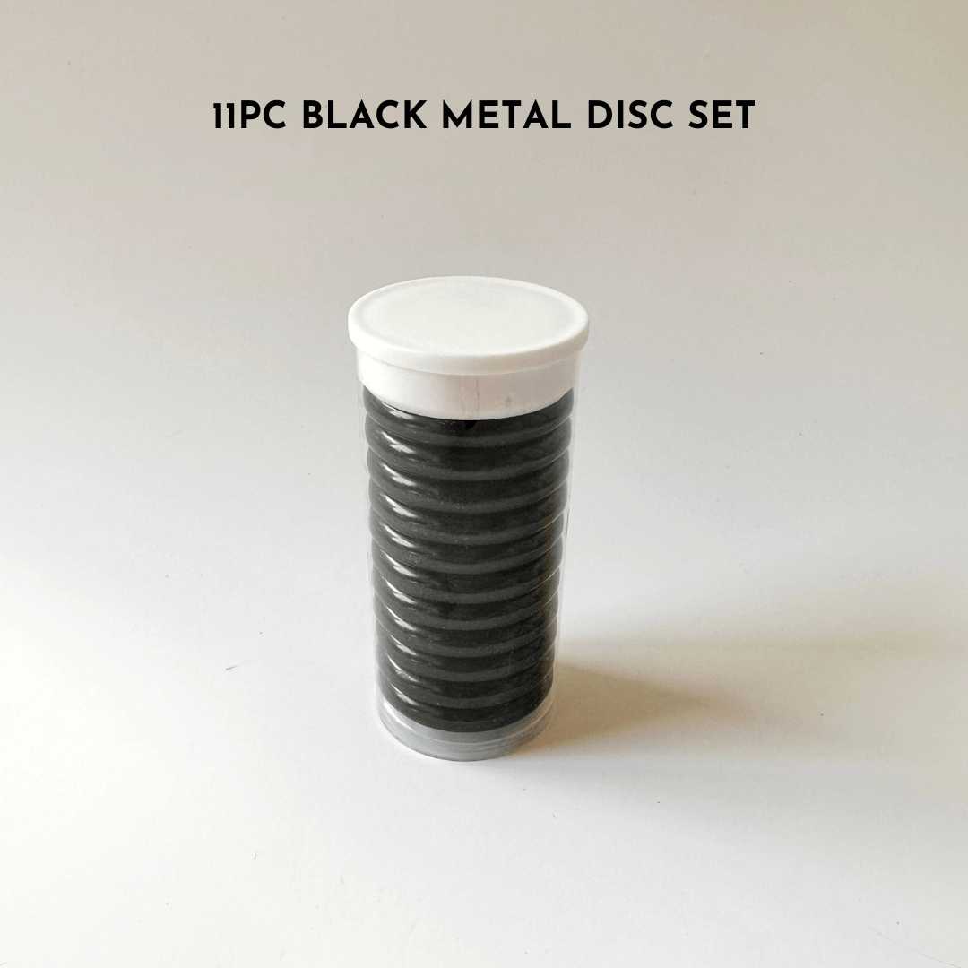 11pc Black Metal Disc Set in container