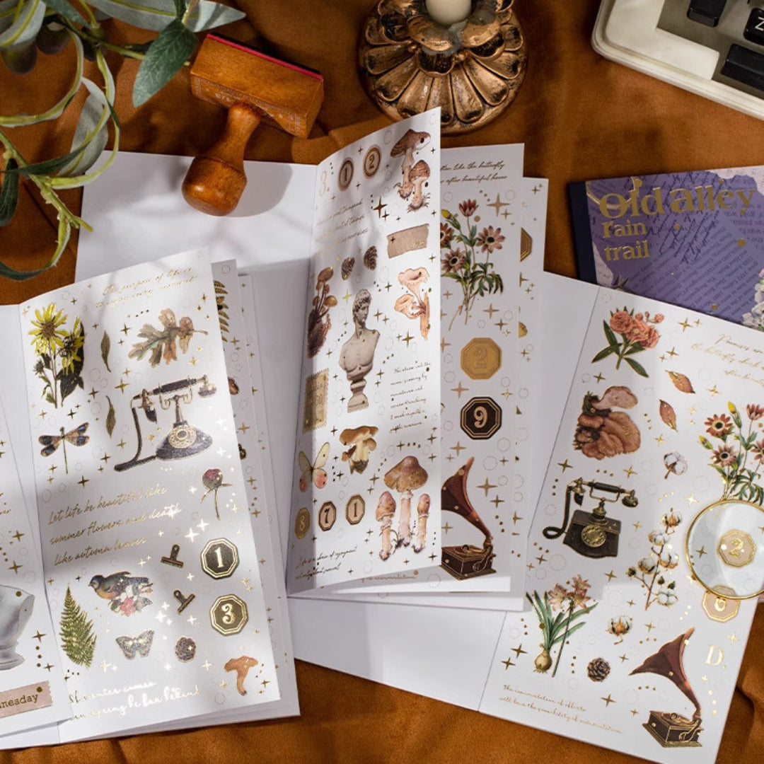 Southern Branches and Leaves Gold Foil Sticker Book Flat Lay