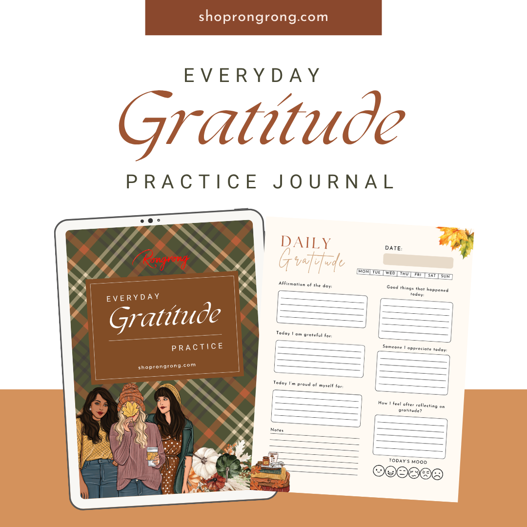 Digital gratitude journal pages with daily reflection prompts