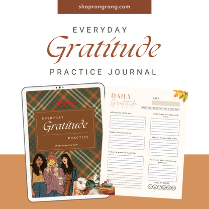 Digital gratitude journal pages with daily reflection prompts