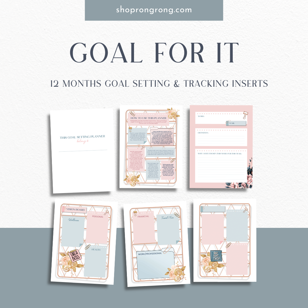 Monthly goal tracking planner pages