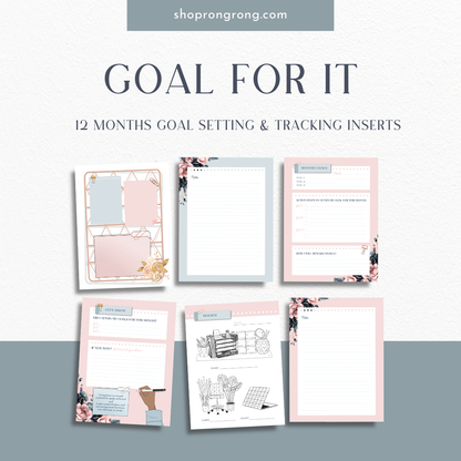 Goal-setting inserts for planners and notebooks