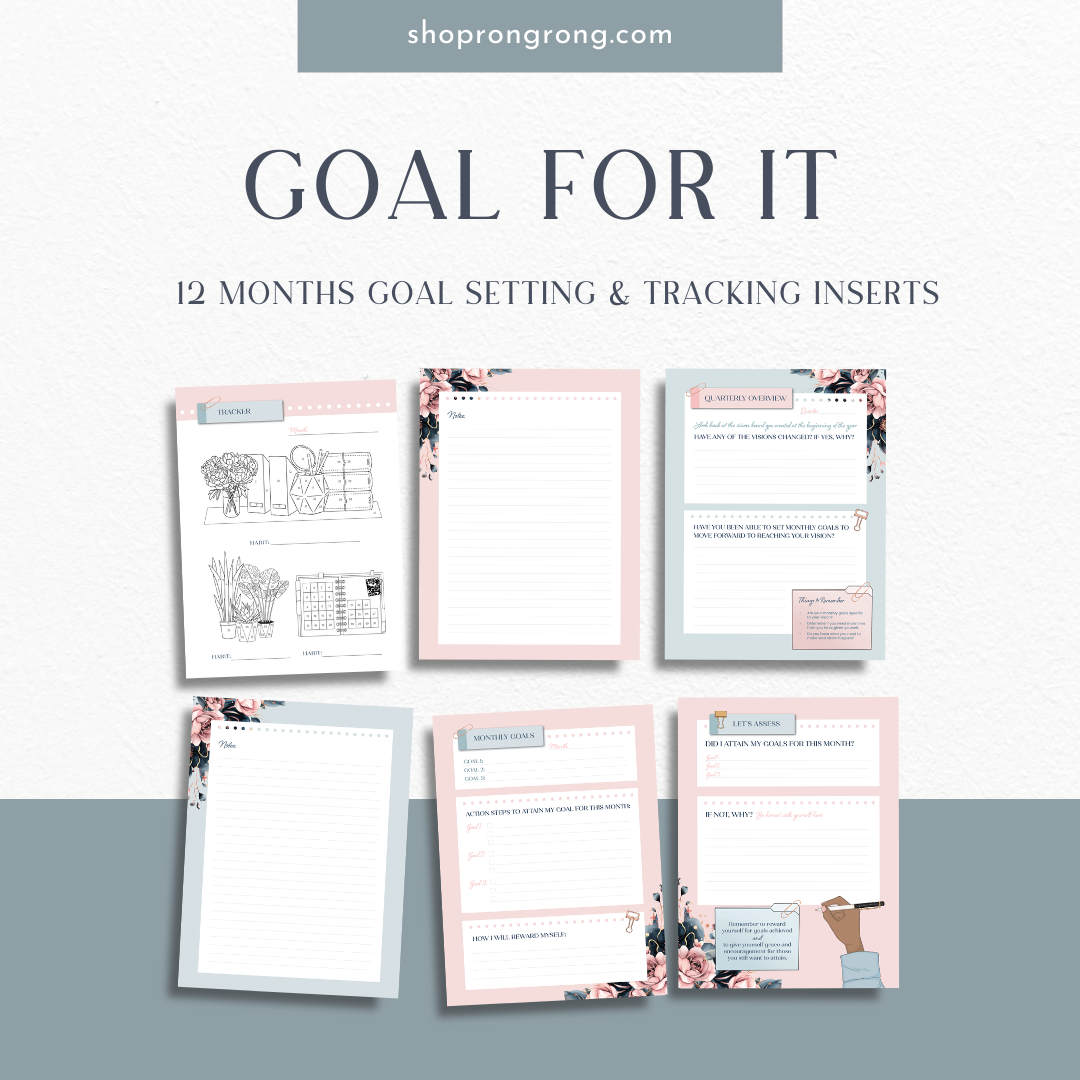 Goal planning layout with action steps