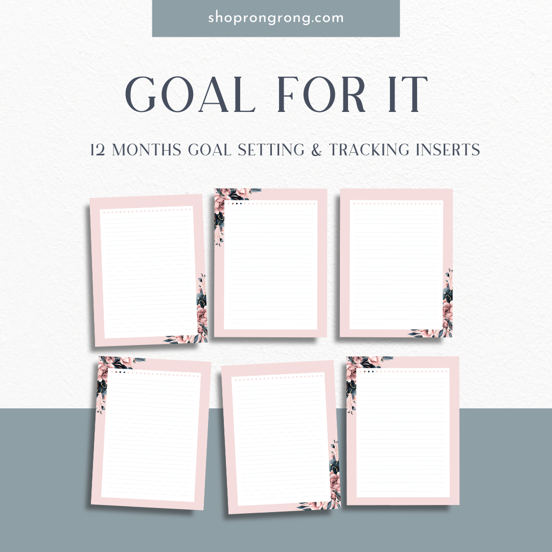 Planner-ready goal tracking inserts