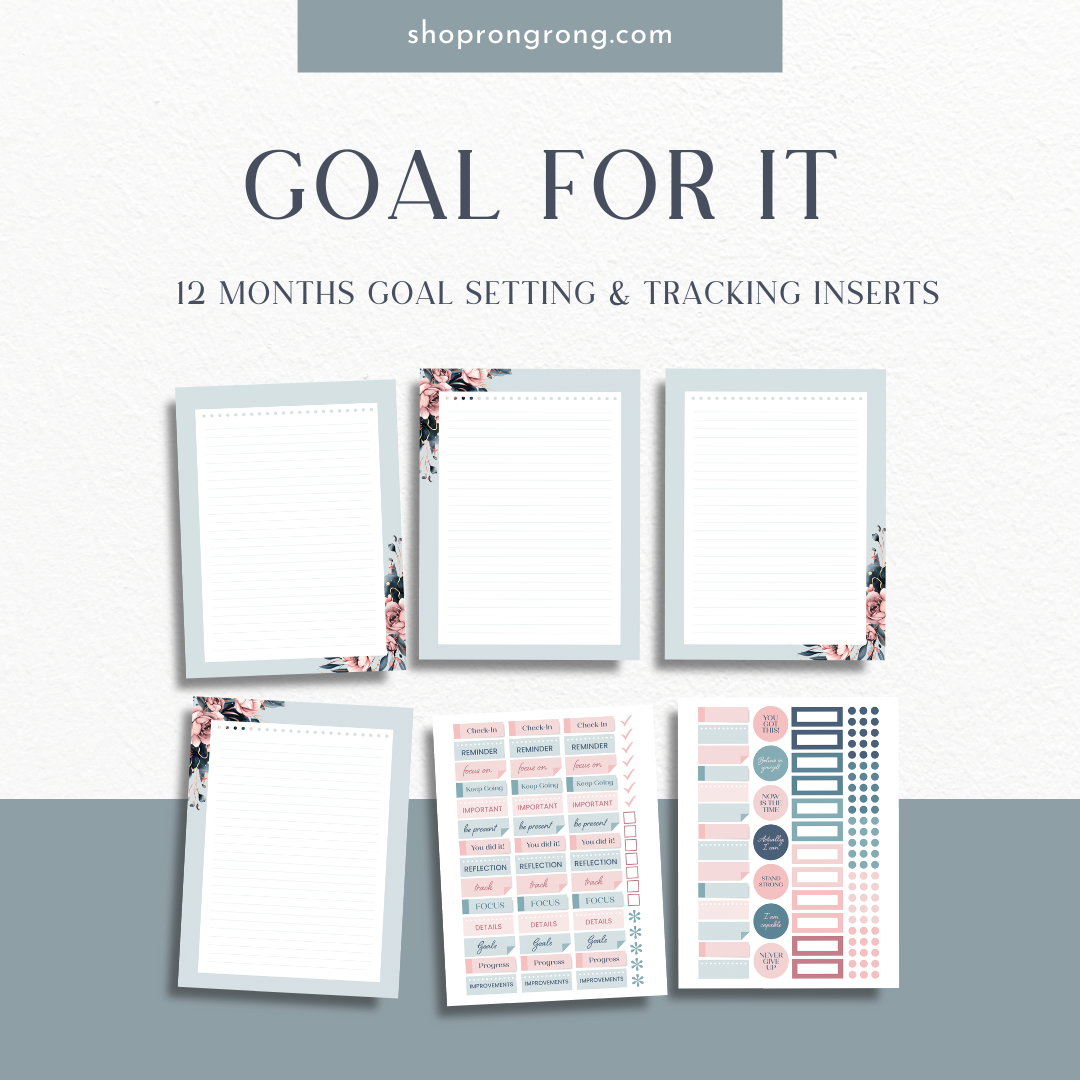 Goal For It 12 Months Goal Setting &amp; Tracking Inserts