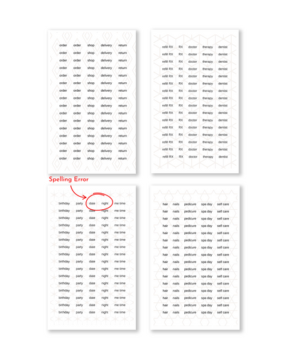 Word and icon stickers for planner