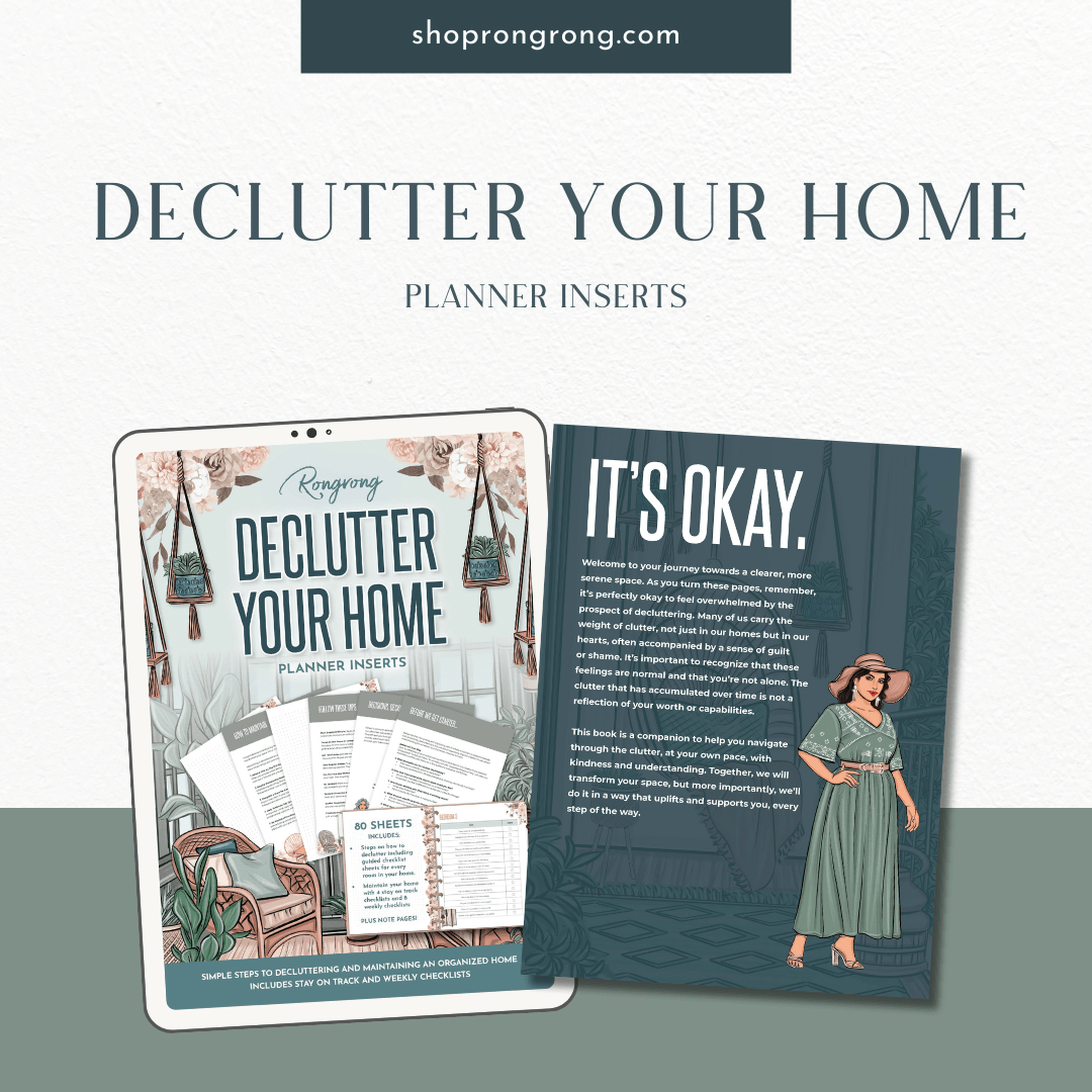 Declutter Your Home planner insert pages with room checklists